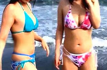 夏のビーチで巨乳な水着少女たちを口説いてハメ撮りでイカセまくる！