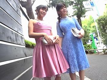 ☆素人ナンパ☆ドレスアップした結婚式帰りの友達同士をGET！モデル撮影と騙しエロ誘惑&hellip;固定バイブ＆中出し♡《大量潮吹き》