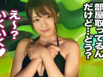 【素人ナンパ】ナイトプールでGETしたアパレル店員の水着美少女ギャル！美人お姉さんをホテル連れ込みエロハメ撮りセックス！