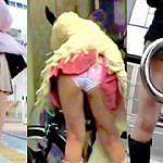 スカートがめくれ上がってずっとパンツが丸見えになってる女性達を盗撮。