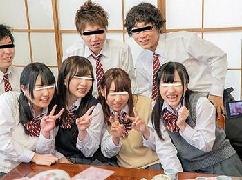 【JK乱交】修学旅行先に酒を持ち込んだヤンチャな男子生徒！ウブな女子たちを酒酔いさせて巨乳を揉みしだき大乱交で生中出し