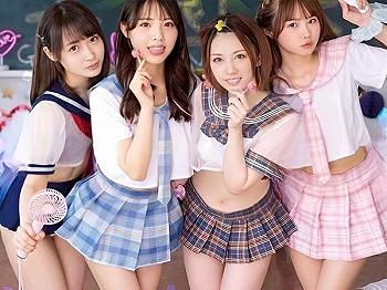 ＜女子校生＞コスプレ模擬店で暴走するエロ貧乳JK！教師＆友達を痴女誘惑しハーレム乱交でM男いじめ＜連続射精×連続中出し＞