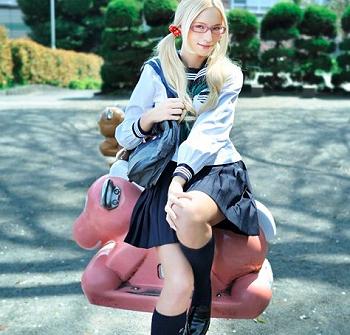 ♡キアラ 沙耶香※日本時は変態ですね…セーラー服金髪女子高生少女がチンポ欲しがってイキ狂う…
