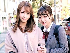 【素人ナンパ】「Ｈしてみませんか？//」姉と妹の二人組がDTチンチンをフェラ！美人な姉とJK妹がSEX！