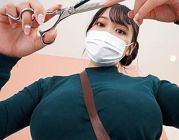【VR】『ここもスッキリしますか？』神乳マスク美人の理髪店のお姉さんがカット中に淫語囁きで手コキフェラ抜き！