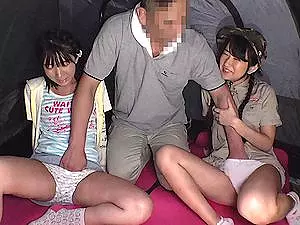 キャンプ場管理人が無垢な日焼けJS2人とハーレム性交【神坂ひなの 皆月ひかる 貧乳 青姦 ロリ 女子小学生】