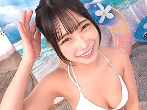 【素人ナンパ】「あっ♡すごい♡」水着ギャルが手を使わずにフェラ！21歳のオッパイ大きい素人女子がセックス！