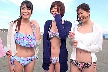 3人 浜辺 コレクション 巨乳 水着 エロ動画